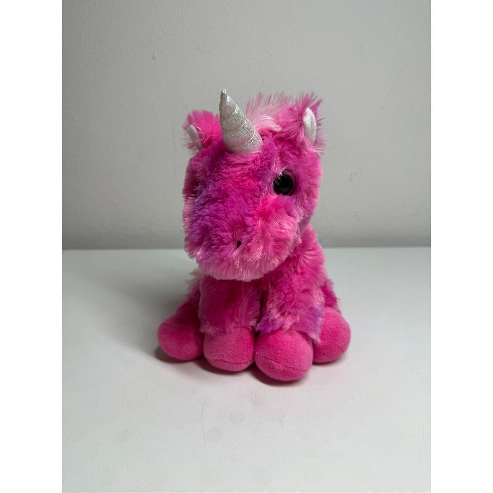 Spark Create Imagine Pink Unicorn Glitter Eyes Rainbow Stuffed Animal Plush 9”